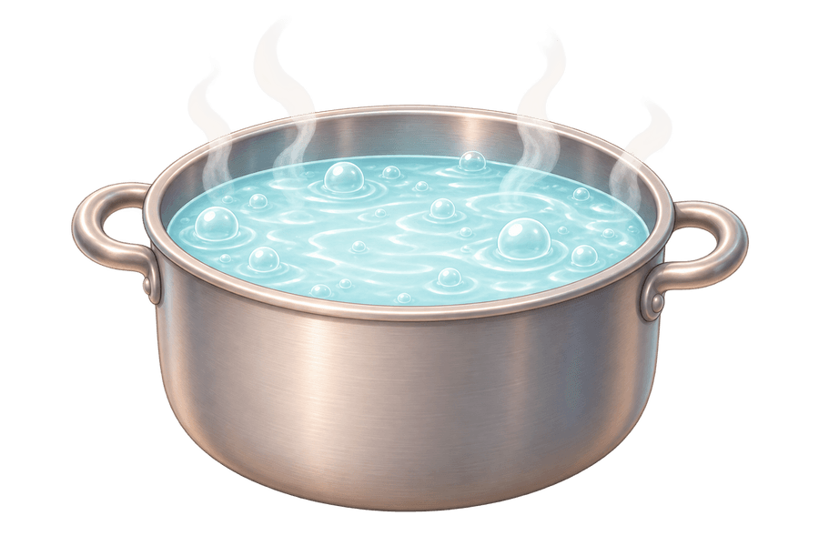 A silver cooking pot turned into a tiny bubbling spa
